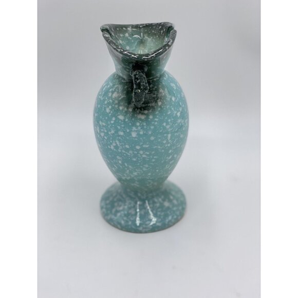 Hull Pottery Vase Royal Woodland Blue Teal Speckled Glace W4 6 1/2" Vintage EUC - Picture 2 of 5